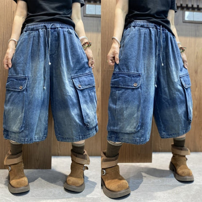 Washed denim shorts D0260