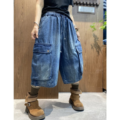 Washed denim shorts D0260