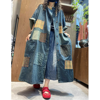 Patchwork denim Long dress D0262