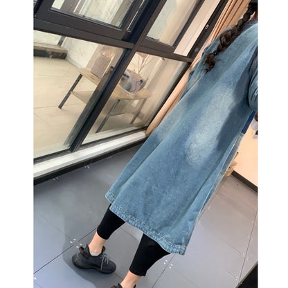 Collarless midi denim coat D0263