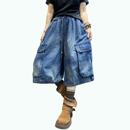 Washed denim shorts D0260