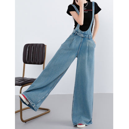 Wide-leg denim overalls D0275