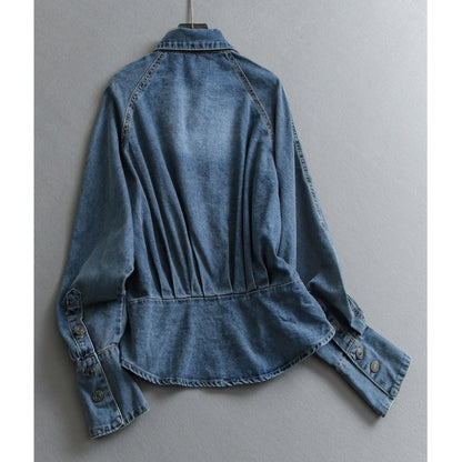 Raglan-sleeve denim jacket D0287
