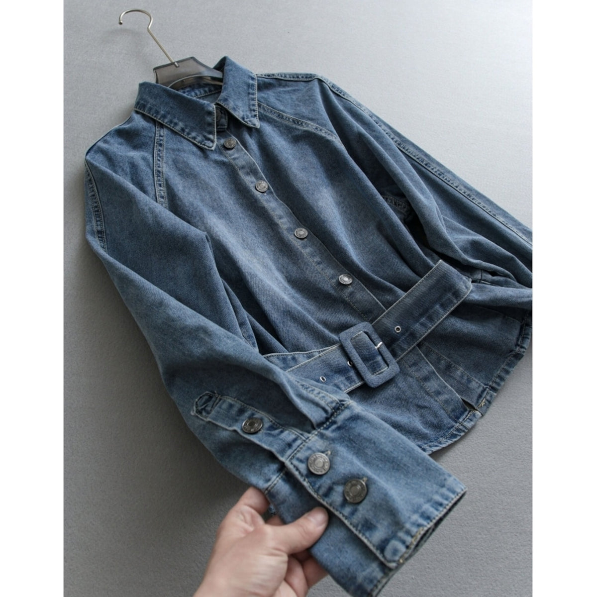 Raglan-sleeve denim jacket D0287