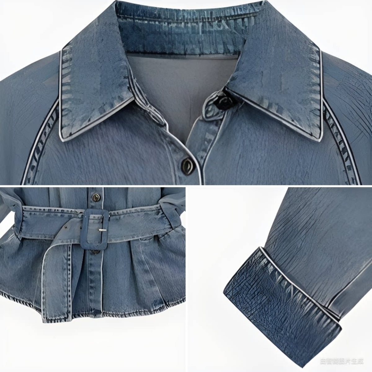 Denim jacket with waist belt D0286