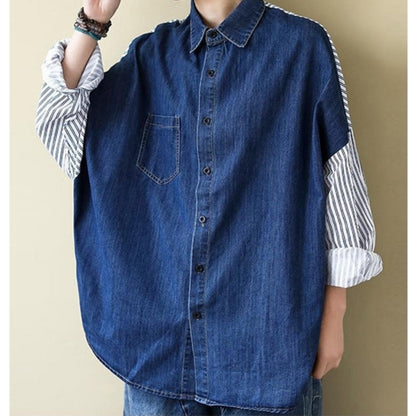 Panel-detail denim tops D0293