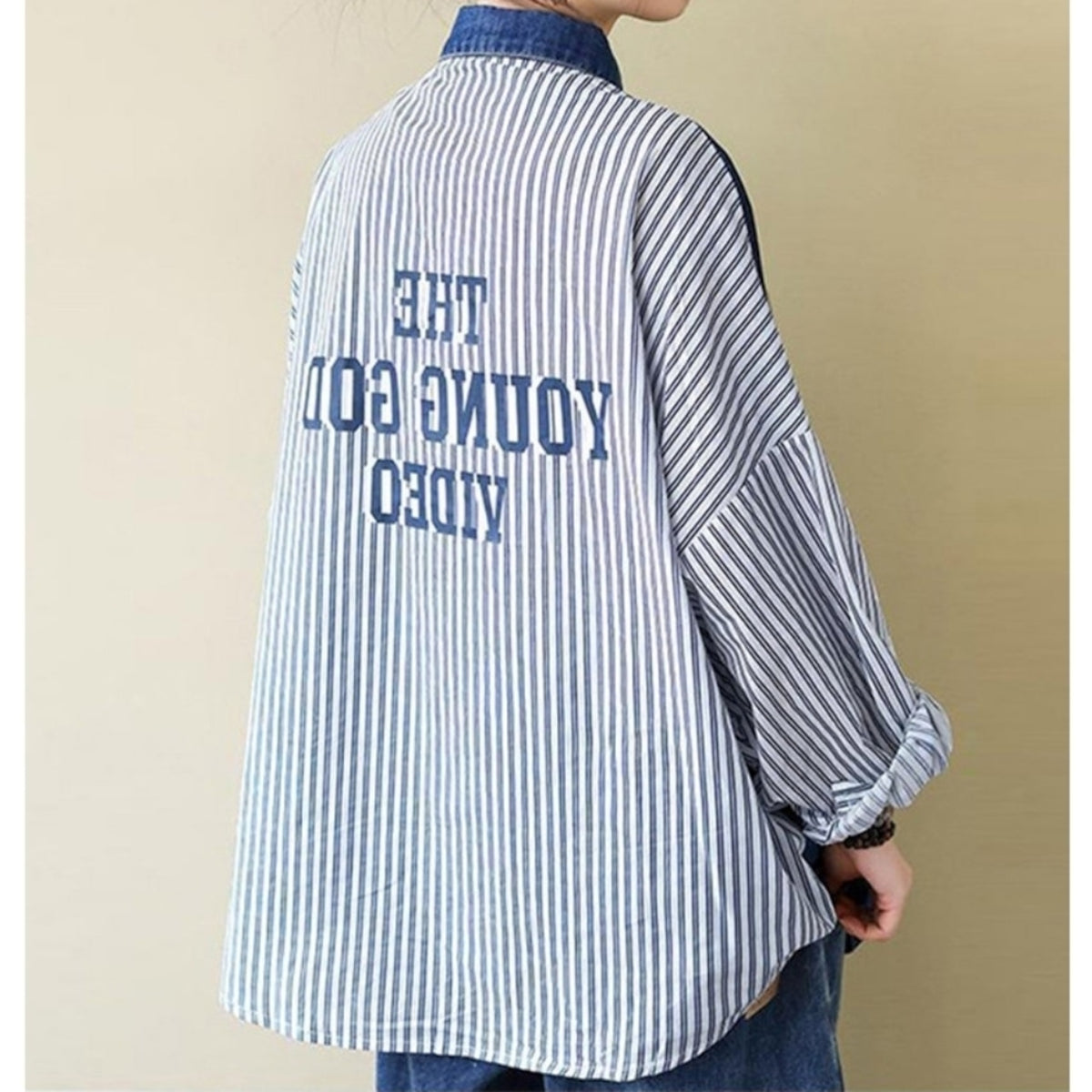 Panel-detail denim tops D0293