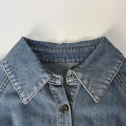 Denim jacket with waist belt D0286