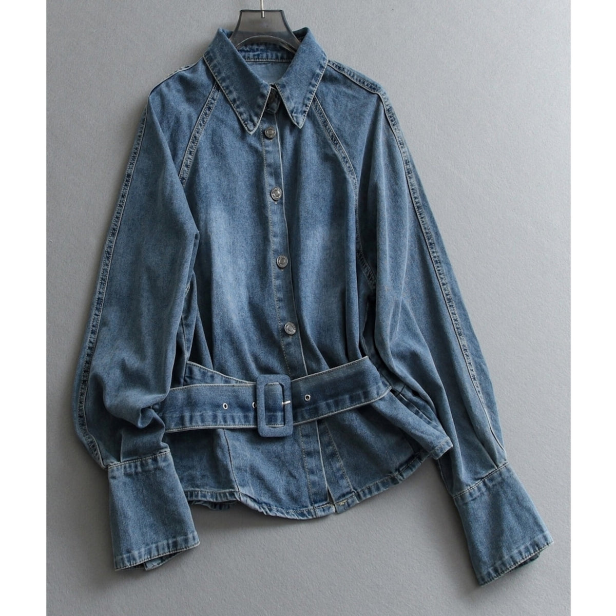 Raglan-sleeve denim jacket D0287