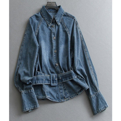 Raglan-sleeve denim jacket D0287
