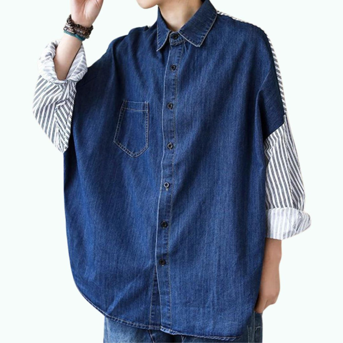 Panel-detail denim tops D0293