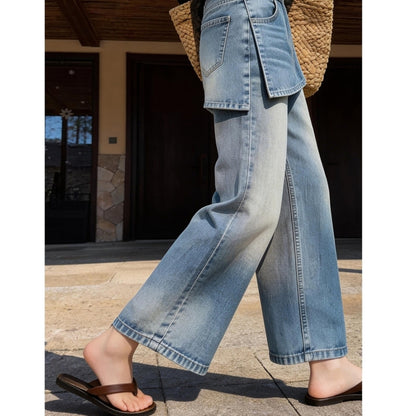Faux-layered denim jeans D0268