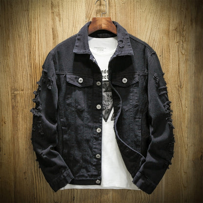Distressed denim jacket D0296