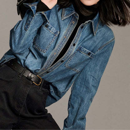Long-sleeve denim shirt D0285