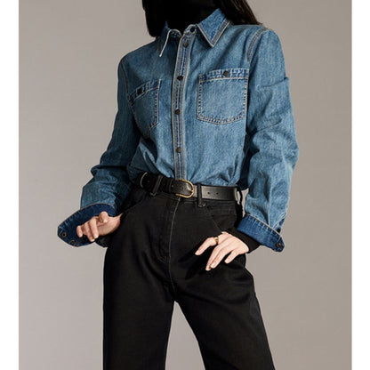 Long-sleeve denim shirt D0285