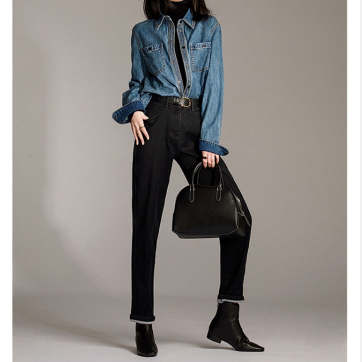 Long-sleeve denim shirt D0285