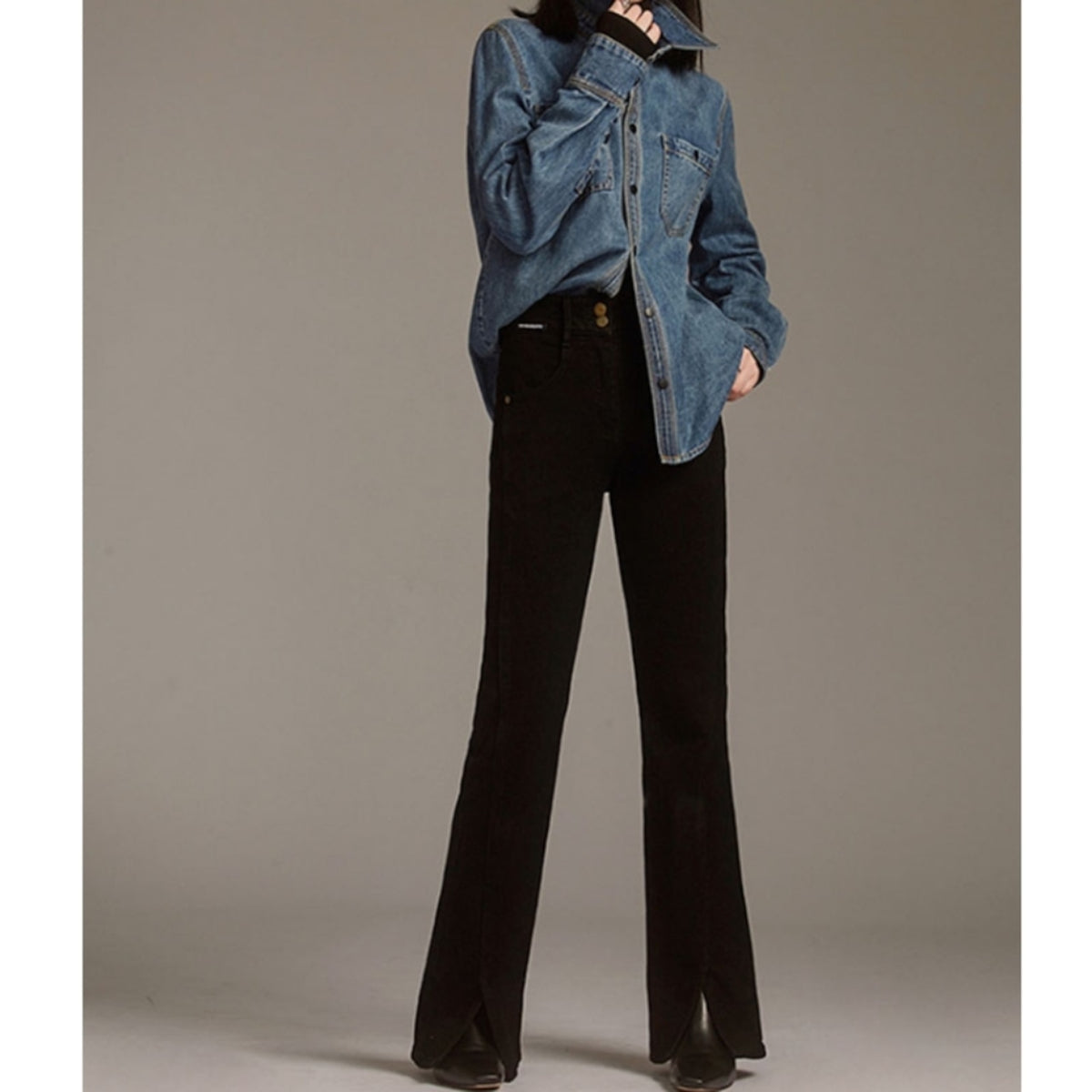 Long-sleeve denim shirt D0285