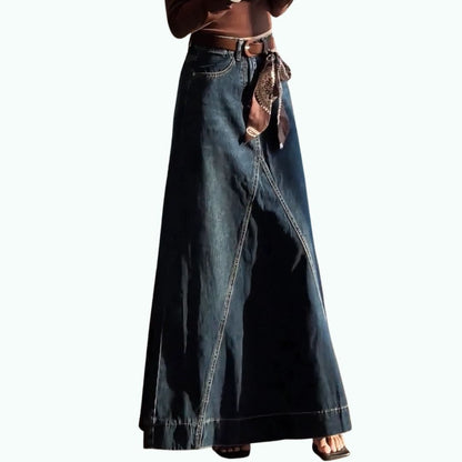 Retro denim maxi skirt D0270