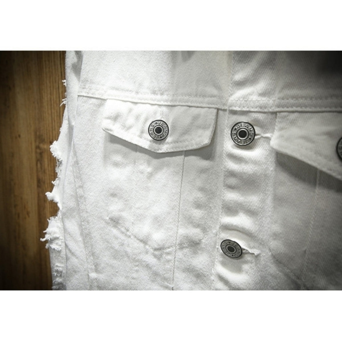 Distressed denim jacket D0296