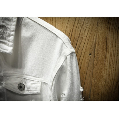 Distressed denim jacket D0296