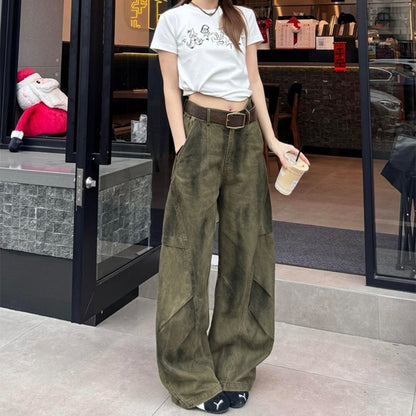 Distressed wide-leg pants D0273