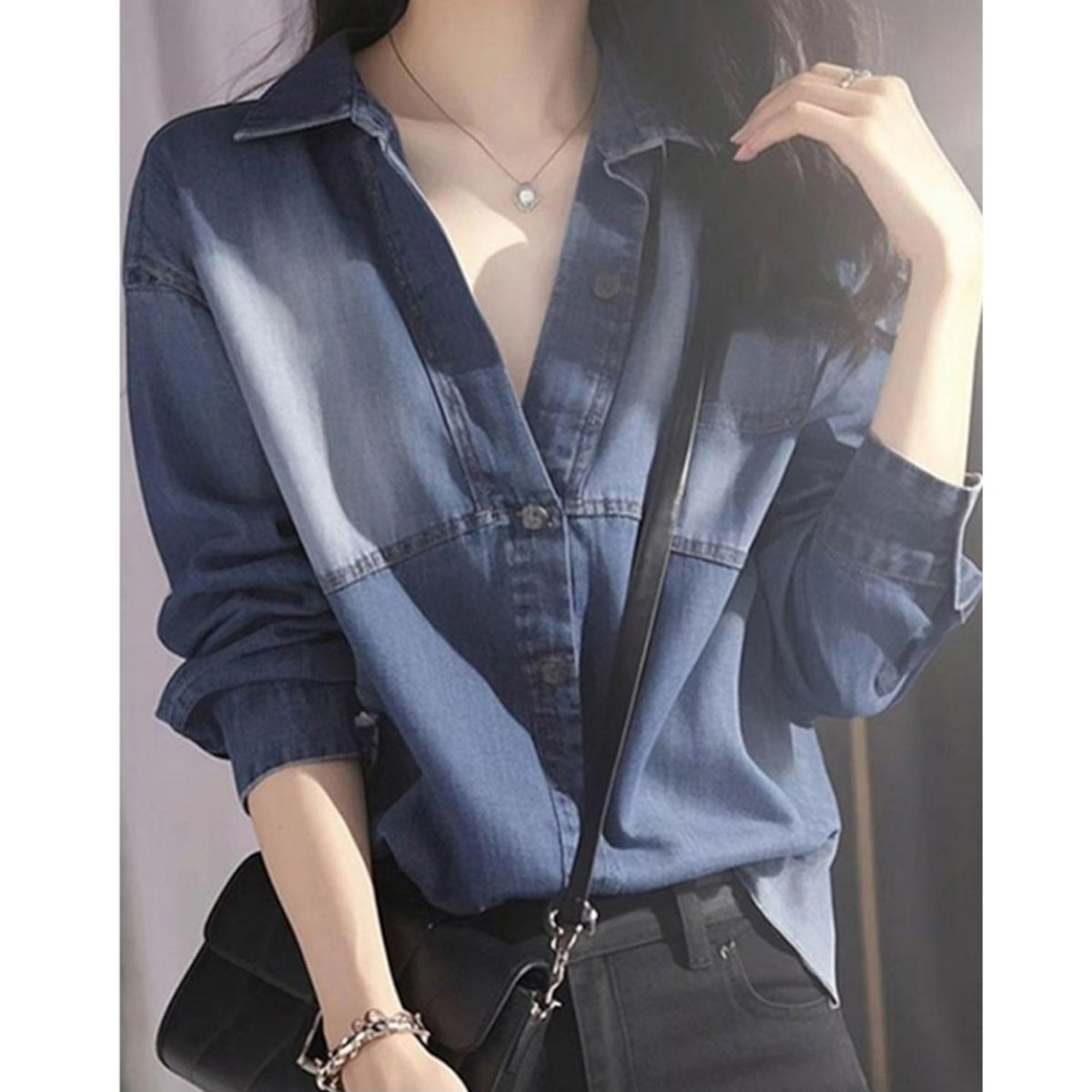 Washed denim shirt D0281
