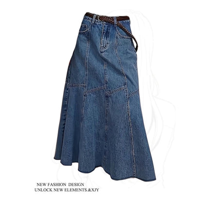 Fishtail denim skirt D0271