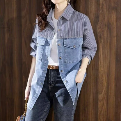 Stripe & Denim Shirt D0291
