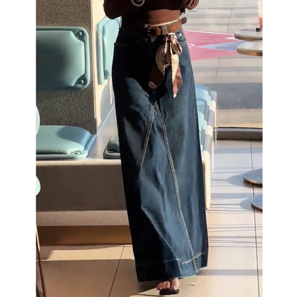 Retro denim maxi skirt D0270