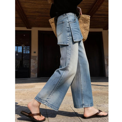 Faux-layered denim jeans D0268