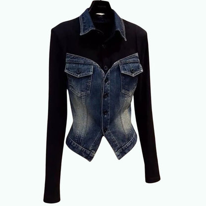 Denim-combination tops D0289