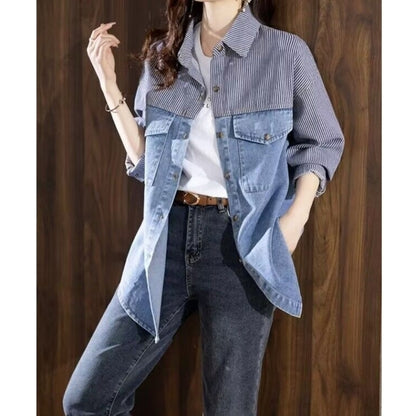 Stripe & Denim Shirt D0291