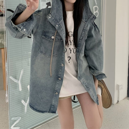 Hooded denim jacket D0282