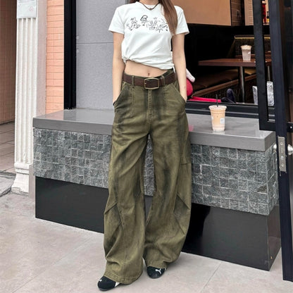 Distressed wide-leg pants D0273