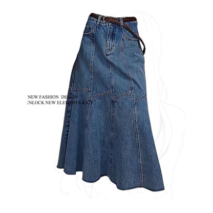 Fishtail denim skirt D0271