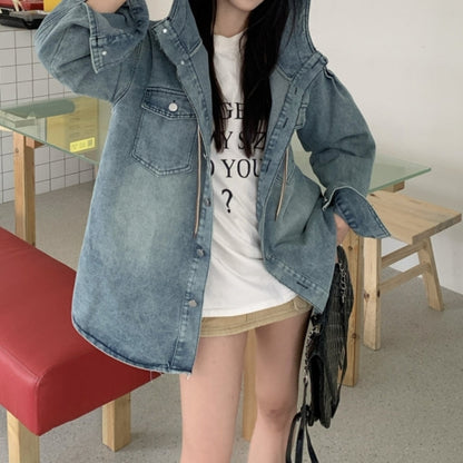 Hooded denim jacket D0282