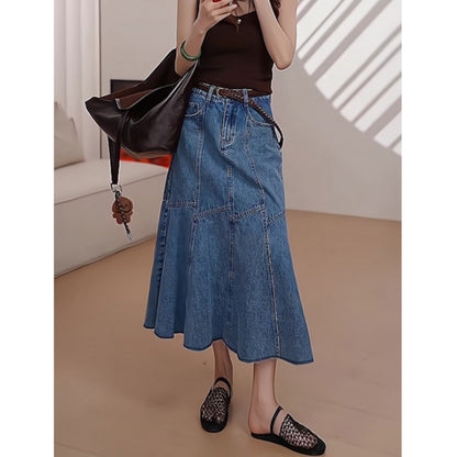 Fishtail denim skirt D0271