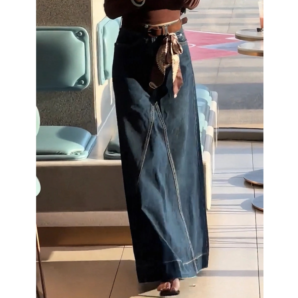 Retro denim maxi skirt D0270