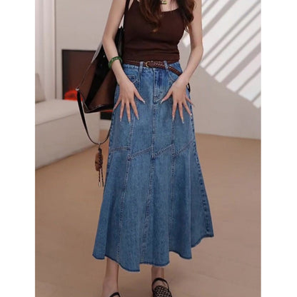 Fishtail denim skirt D0271