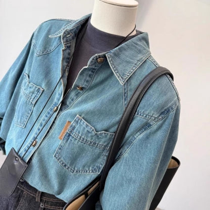 Retro-style denim shirt D0284