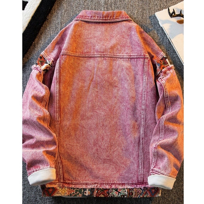 Ethnic-style denim jacket D0297