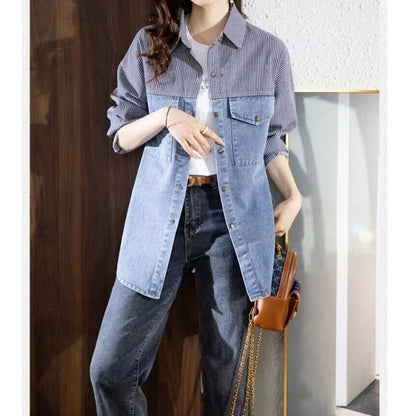 Stripe & Denim Shirt D0291