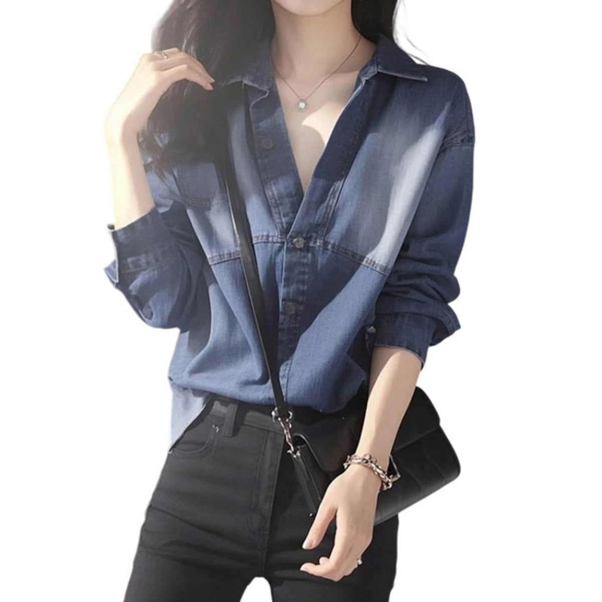 Washed denim shirt D0281