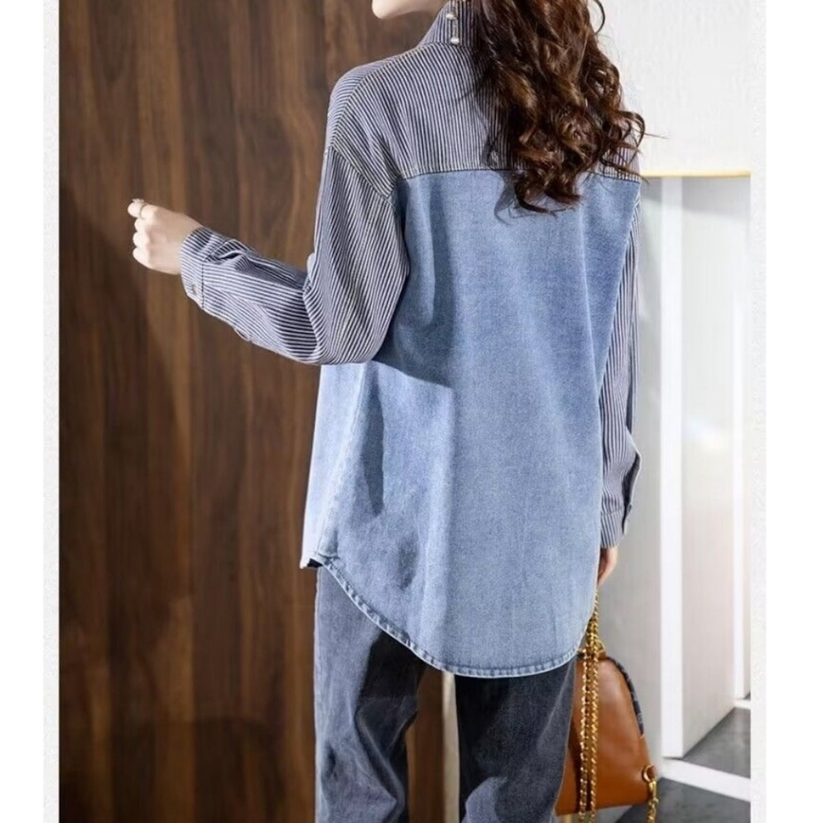 Stripe & Denim Shirt D0291