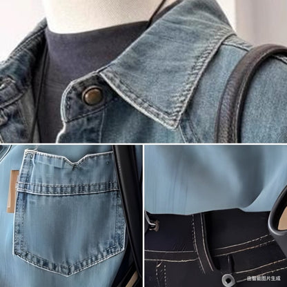 Retro-style denim shirt D0284