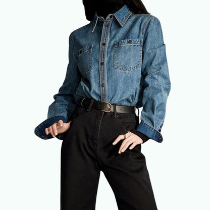 Long-sleeve denim shirt D0285