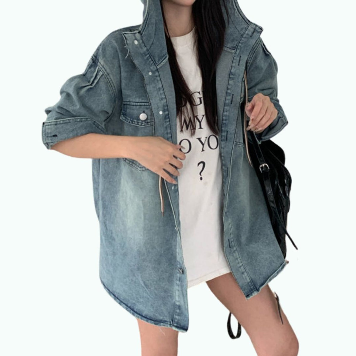 Hooded denim jacket D0282