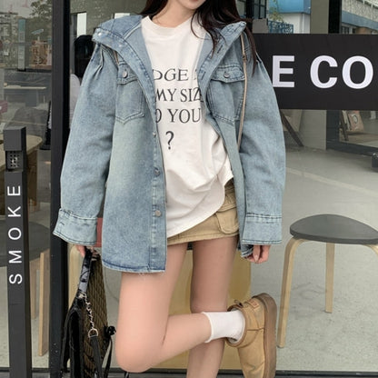 Hooded denim jacket D0282