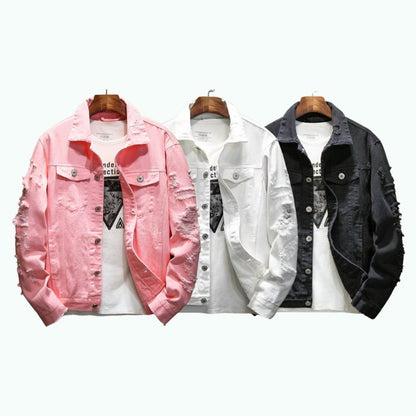 Distressed denim jacket D0296