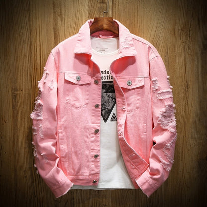 Distressed denim jacket D0296
